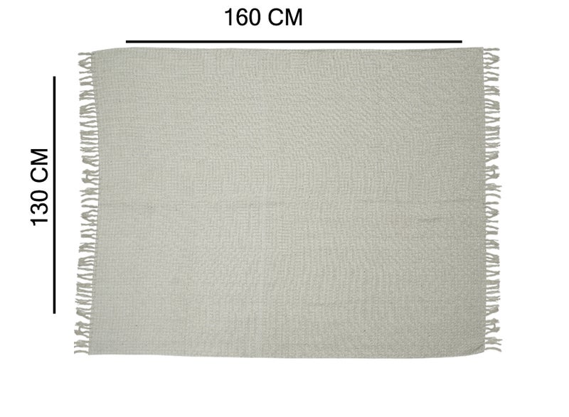 Ambrosia 130 x 160 cm Premium Cotton Honeycomb Throw Blanket in Natural White color, 400GSM Waffle Weave Fringed Sofa Bed Cover and Boho Decorative Mat - Image 4
